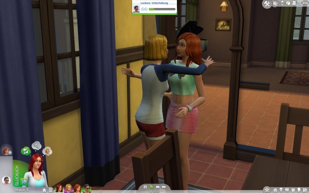 Zwei Freundinnen umarmen sich auf Knopfdruck und vertiefen so ihre Beziehung. (Screenshot: Golem.de)