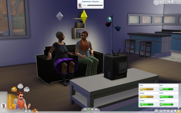 Annäherung auf dem Sofa - die Gedanken sind allerdings auf dem Klo. (Screenshot: Golem.de)