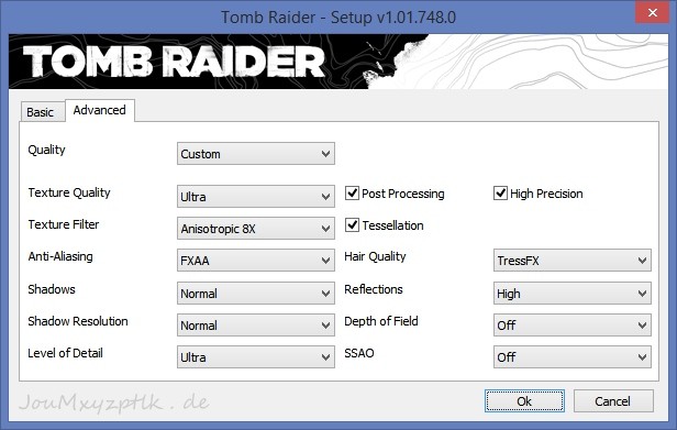 Custom-Einstellungen in Tomb Raider für bestes Bild bei guter Performance (Screenshot: Joachim Otahal)