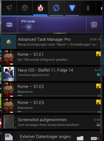..., was sich auch im Systemmenü von Android verfolgen lässt.