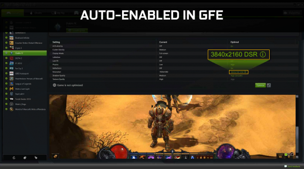 Downsampling auf Knopfdruck in Geforce Experience. (Folien: Nvidia)
