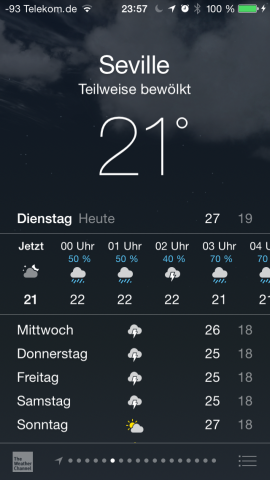 Gehört unbedingt zum Betriebssystem: Die Wetter-App ...(Screenshot: Golem.de)