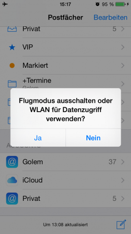 Keine Sorge, ein Klick auf Ja bringt einen nur in die Systemeinstellungen.(Screenshot: Golem.de)