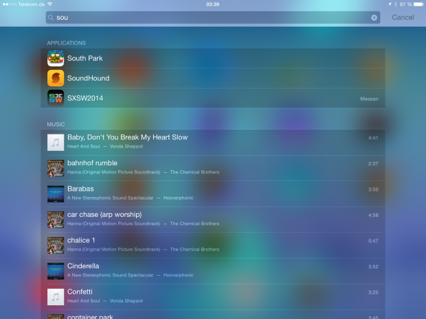 Suchergebnisse beinhalten Apps, Musik ...(Screenshot: Golem.de)