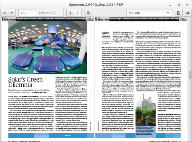 Die Benutzeroberfläche des Dokumentenbetrachters Evince wurde aktualisiert.