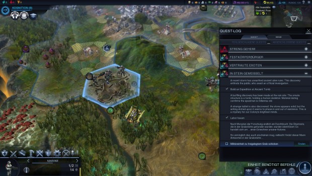 Manche Quests erforden ein spezielles Vorgehen. Hier sollen wir zum Beispiel eine Ruine mit einer Militäreinheit erkunden.