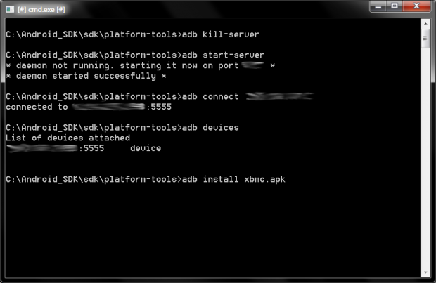 XBMC per Kommandozeile auf das Fire TV installieren (Screenshot: Golem.de)