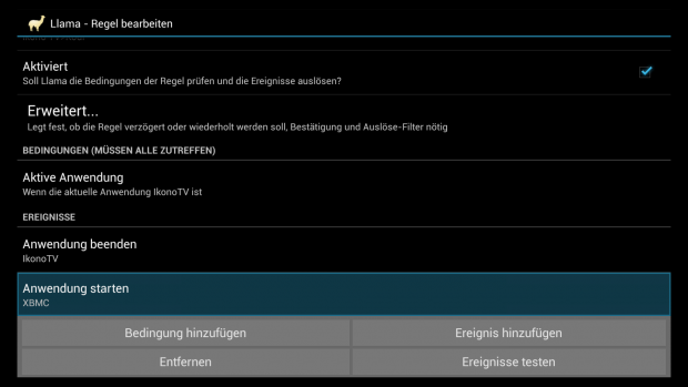 Die XBMC-Llama-Regel im Überblick (Screenshot: Golem.de)