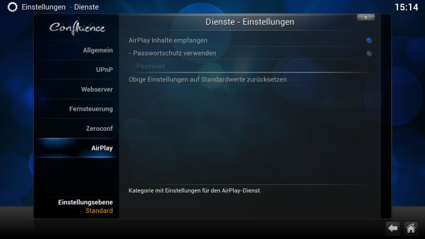 XBMC unterstützt Airplay. (Screenshot: Golem.de)