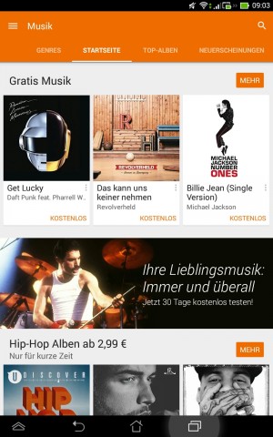 Musik-Bereich im Play Store (Screenshot: Golem.de)
