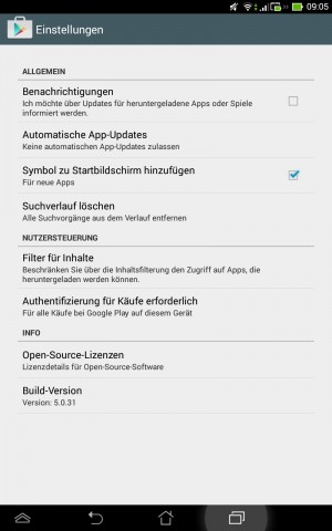 Einstellungen im Play Store (Screenshot: Golem.de)
