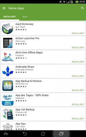 Übersicht der installierten Apps im Play Store (Screenshot: Golem.de)