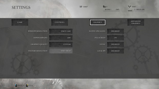 Grafikmenü mit Down- und Upscaling (Screenshot: Marc Sauter/Golem.de)