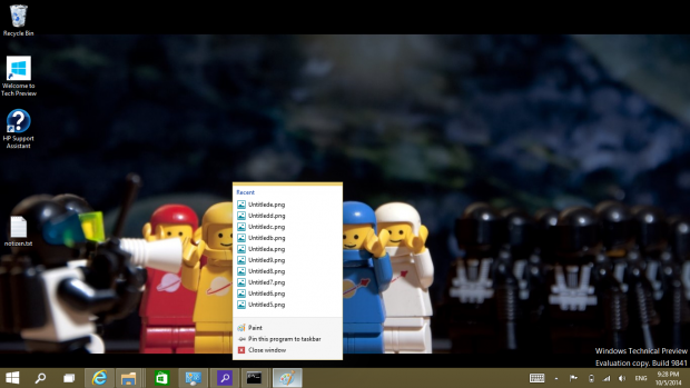 Die Jumplist zeigt neue Designansätze. Windows 10 wird etwas flacher. (Screenshot: Golem.de)