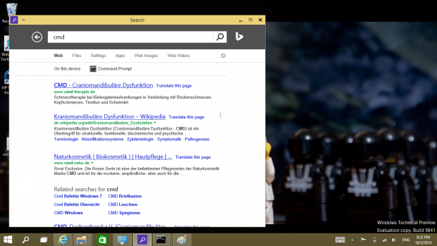 Die Suche in Windows 10 ist ein Internet Explorer im App-Modus.(Screenshot: Golem.de)
