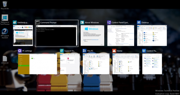 Auch die Alt-Tab-Ansicht wurde überarbeitet. (Screenshot: Golem.de)
