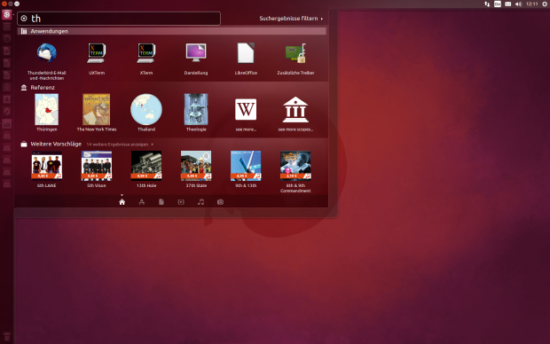Die Suche in Dash unter Ubuntu 14.10 sieht noch genauso aus wie unter seinem Vorgänger.