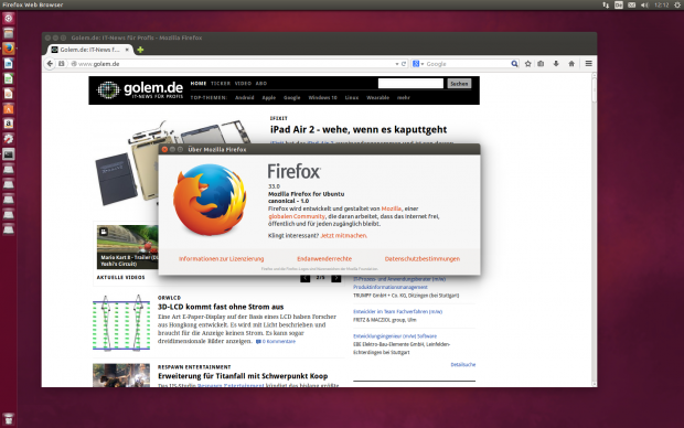Der Browser Firefox wurde auf Version 33 aktualisiert, die aber auch unter Ubuntu 14.04 genutzt werden kann.