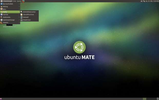 Der Desktop bringt das traditionelle Startmenü aus Gnome 2 sowie...