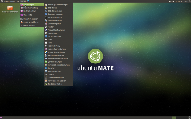 ...das getrennte Menü für die Systemsteuerung.
