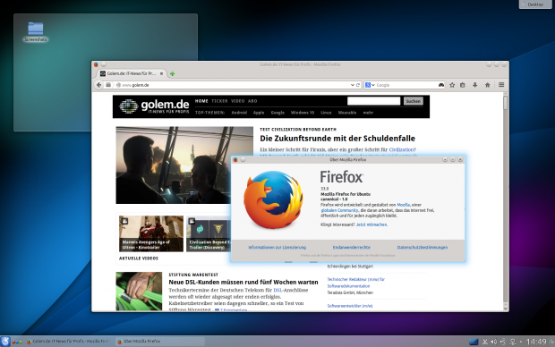 Auch hier gibt es den Browser Firefox in der aktuellen Version.