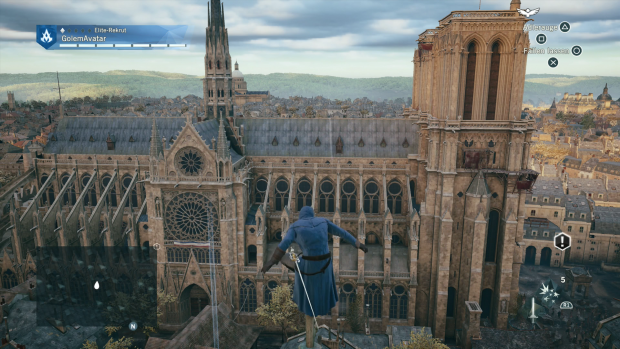 Notre Dame - die Kathedrale im Spiel besteht laut Ubisoft aus drei Millionen Polygonen. (Screenshot: Golem.de)