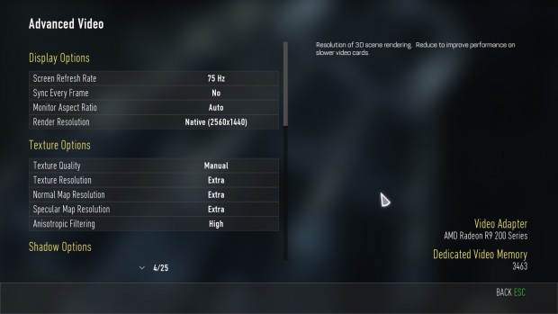 Grafikmenü von CoD Advanced Warfare (Screenshot: Marc Sauter/Golem.de)