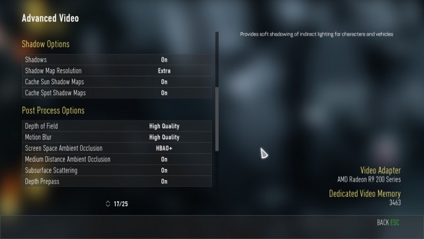 Grafikmenü von CoD Advanced Warfare (Screenshot: Marc Sauter/Golem.de)