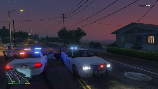 Mit einem entführten Polizeiauto probieren wir die Lichteffekte aus. (Screenshot: Golem.de)