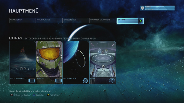 Unter Extras findet der Spieler Videos und andere Besonderheiten. (Screenshot: Golem.de)