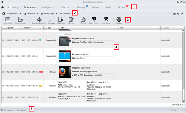 Die einzelnen Spähresultate wie Skype-Mitschnitte oder Screenshots lassen sich in einer Übersicht anzeigen.