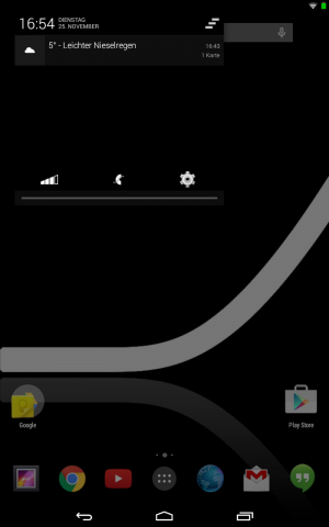 In der ausgeklappten Benachrichtigungsanzeige können Links zu Apps und Systemfunktionen abgelegt werden. (Screenshot: Golem.de)