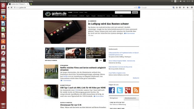 Ubuntu wurde über den Touchscreen bedienbarer, als wir die Auflösung auf 1.920 x 1.080 statt der... (Screenshot: Golem.de)