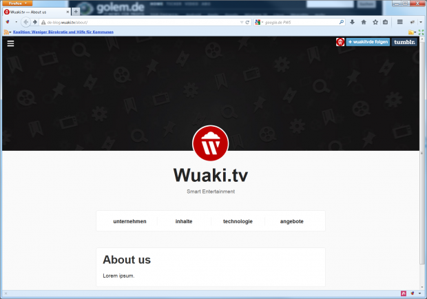 Lorem ipsum statt Blogeinträgen.<br>(Screenshot: Golem.de)