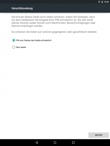 Auch mit Verschlüsselung müssen Nutzer weder beim Start des Geräts noch beim Anmelden ein Passwort oder eine PIN eingeben.