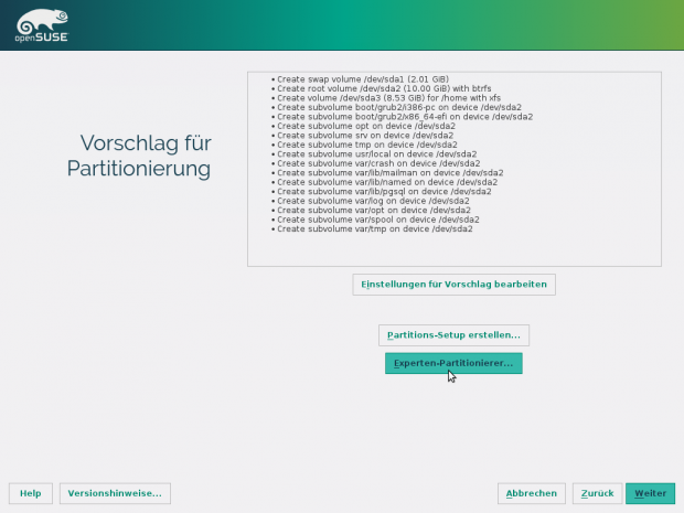 Nach der Eingabe der &uuml;blichen Einstellungen wie... 