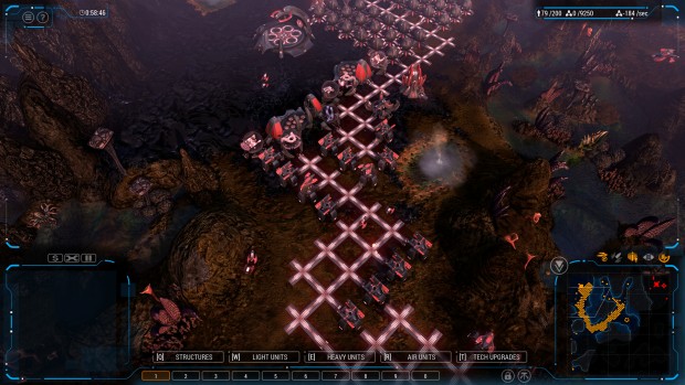 Die Humans verschanzen sich in ihrer Basis, die einem neuralen Netz ähnelt. (Screenshot: Golem.de)