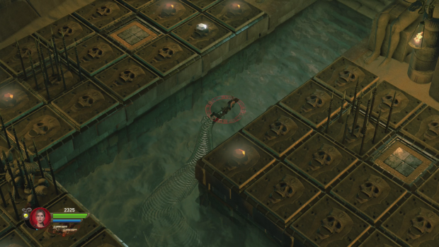 Ab und zu muss Lara auch baden gehen. (Screenshot: Golem.de)