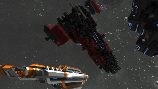 Solche Schlachtschiffe bauen sich nicht von allein: Also am besten im Kreativmodus mit 16 Teilnehmern probieren! (Screenshot: Keen Software House)