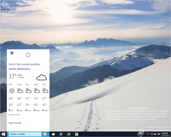 Cortana zeigt das Wetter. (Bild: The Collection Book)