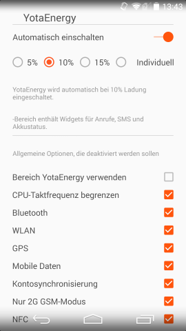 Einstellungen von Yota-Energy(Screenshot: Golem.de)