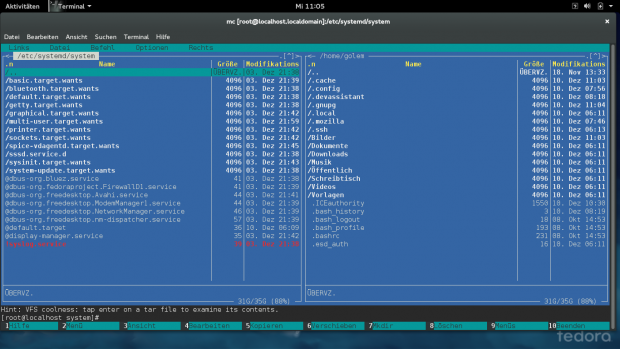 Fedora 21 macht ausgiebig Gebrauch von Systemd. (Screenshots: Golem.de)