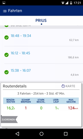 Dieser Fahrtenbucheintrag zeigt eigentlich eine einzelne Fahrt mit Funklöchern. (Foto: Alexander Merz/Golem.de)