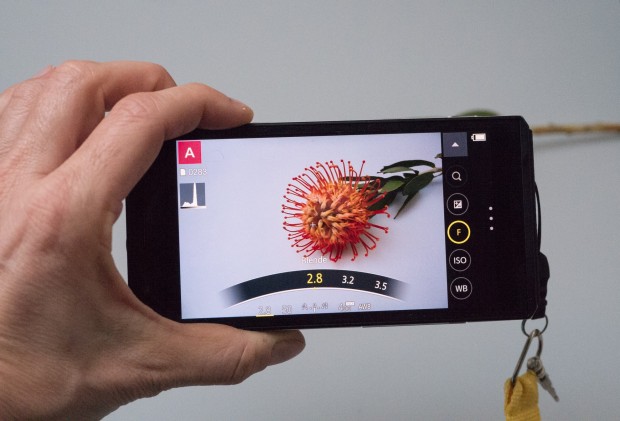 Schön ist die innovative Drehfunktion am Objektiv, mit deren Hilfe sich etwa die Blende einstellen lässt. (Foto: Petra Vogt)