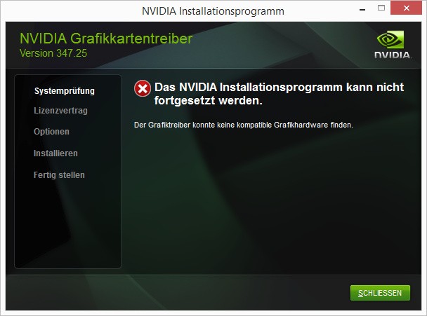 Normale Geforce-Treiber lassen sich auf dem Alpha nicht installieren (Bild: Golem.de)