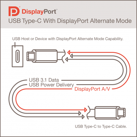 Der Displayport Alternate Mode für USB 3.1 mit Stecker Typ C (Bild: Vesa)