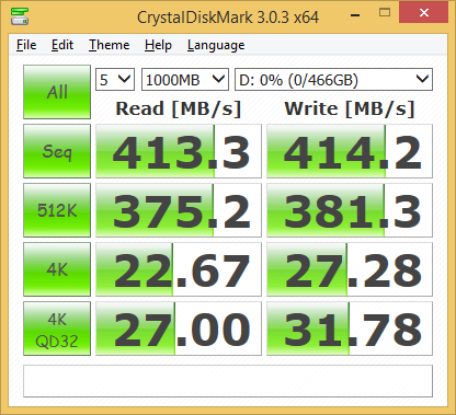Crystal Disk Mark mit USB 3.0 (Screenshot: Golem.de)