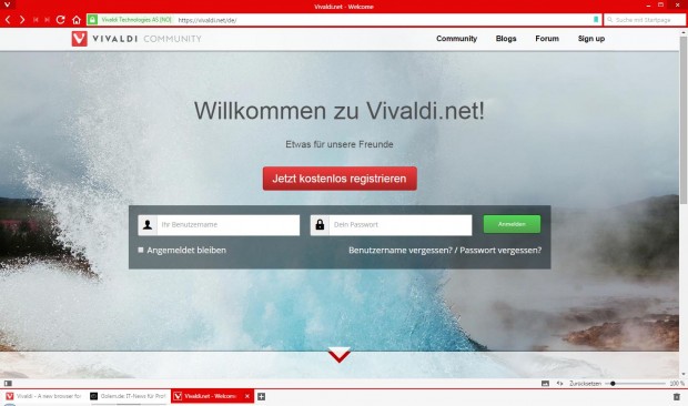 Vivaldi.Net im Vivaldi-Browser geöffnet (Screenshot: Golem.de)