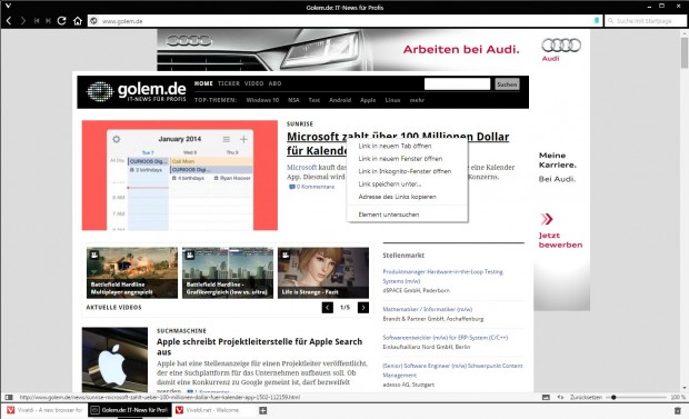 Vivaldi-Kontextmenü eines Links (Screenshot: Golem.de)