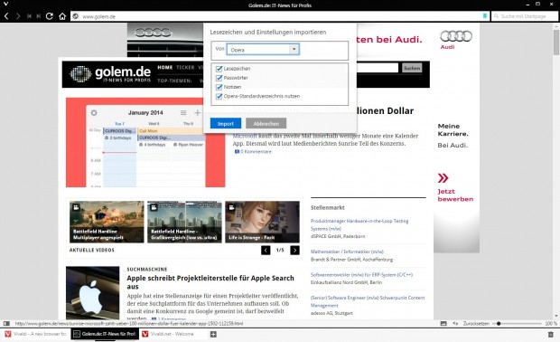 Daten aus anderen Browsern in Vivaldi importieren (Screenshot: Golem.de)